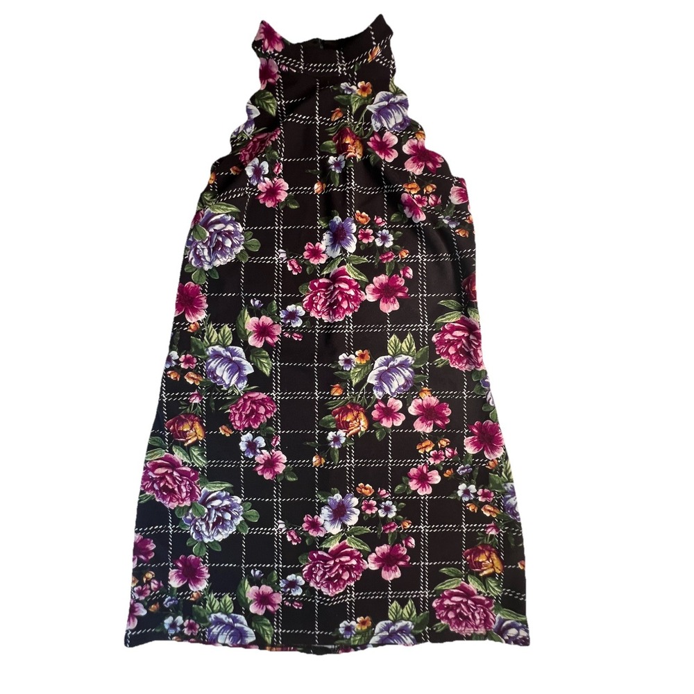 I.N. San Francisco Womens Dress Size Medium M Floral Purple Lavender‎ Black